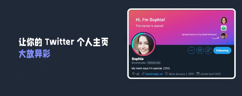 #Website🐦 BlackMagic.so：给你的 Twitter 主页加点黑魔法💁‍♂️ 日常在使用 Twitter 的过程中是否有考虑过在个人主页这方面如何做到异于常人