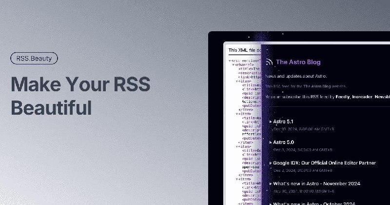 #GitHub #RSS #Web🌐让 RSS 变漂亮 —— RSS.BeautyRSS.Beauty 是一个基于 XSLT 技术的 RSS 美化工具, 可以将普通的 RSS/Atom 订阅源转换成美观的阅读界面