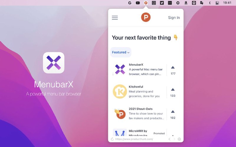#App #Mac💻 藏在 Menu Bar 里的浏览器 —— MenubarX🔍 MenubarX 是一款常驻在 Menu Bar 的 App，可以方便以手机分辨率打开任意网站进行浏览