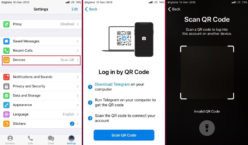 🆕 Log in by QR CodeNote: currently enabled on Test Server@Telegram #iOS #beta v5.13
